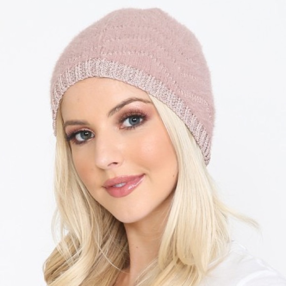 Ultra soft rose metallic beanie